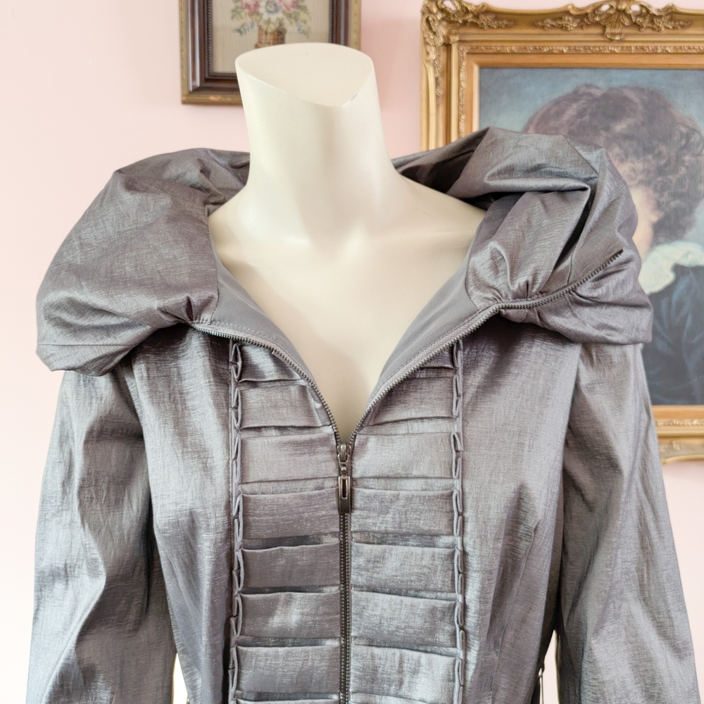 Silver Hooded Coat with Belt - Picture 12 of 14
